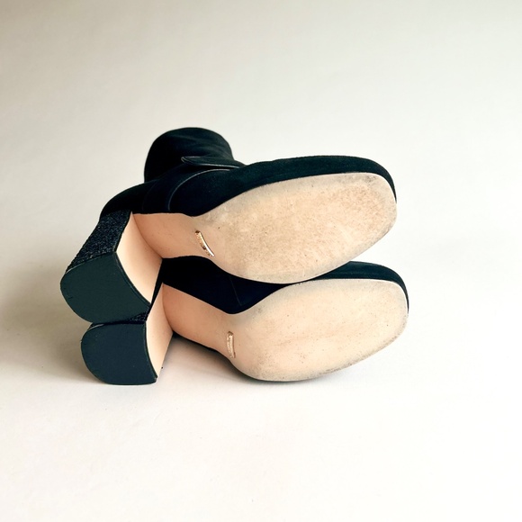 Gucci Black Suede Genuine Leather Glitter Heel Ankle Boots size EUR 40, US 9.5 - Picture 11 of 16